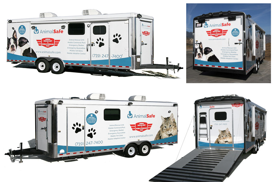 mobile animal shelter trailer vinyl graphic wrap