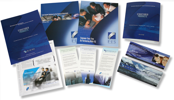 marketing folders, brochure booklets and rack cards for financial advisors