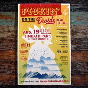 Poster for Pickin' on the Divide Music Festival 2023