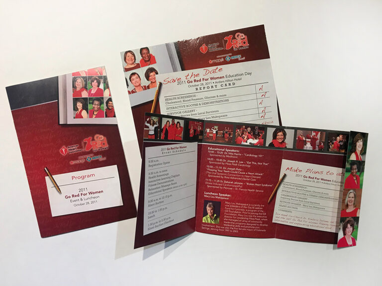 invitation and program for American Heart Association Go Red for Women event