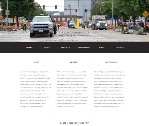 web site home page layout