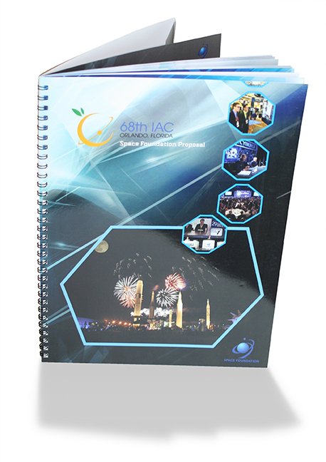 Space Foundation spiral bound proposal booklet