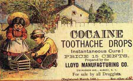 vintage ad for Cocaine Toothache Drops circa 1885