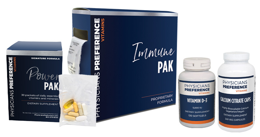 branded product packaging with boxes, bottles and pouches for vitamin supplements