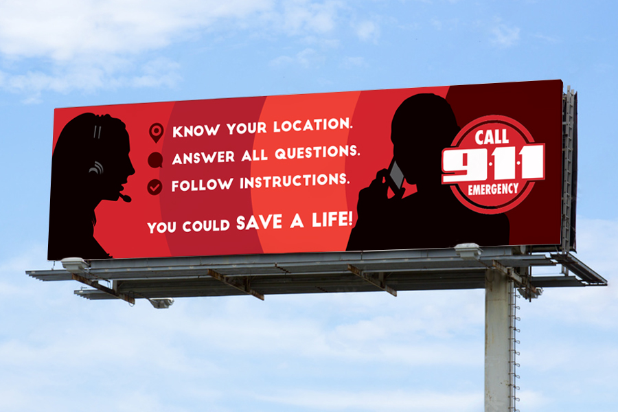 Greater Harris county 911 safety outdoor billboard