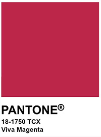 sample color chip of Viva Magenta, Pantone's® Color of the Year 2023