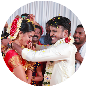 happy married couple in Indian wedding ceremony