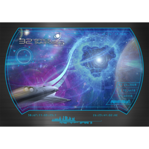 Illustration and visuals used as branding assets for the 32nd Annual Space Symposium