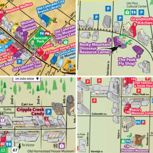 Close up illustration details of Accent Maps Tourist Map of Colorado Springs and the Pikes Peak area