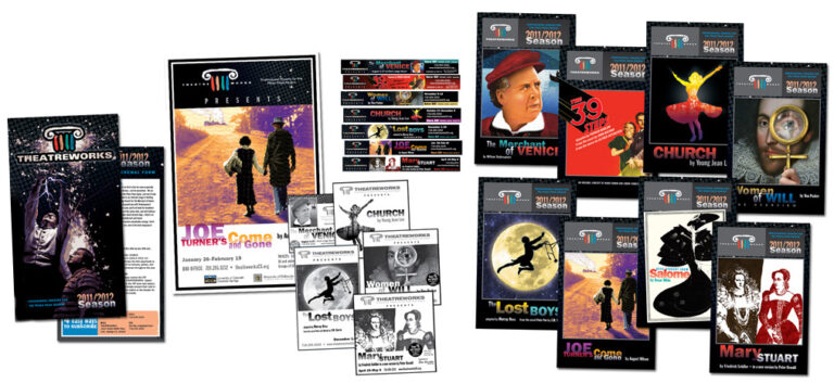 print ads, posters, program covers, digital banner ads and other marketing materials for UCCS Theatreworks