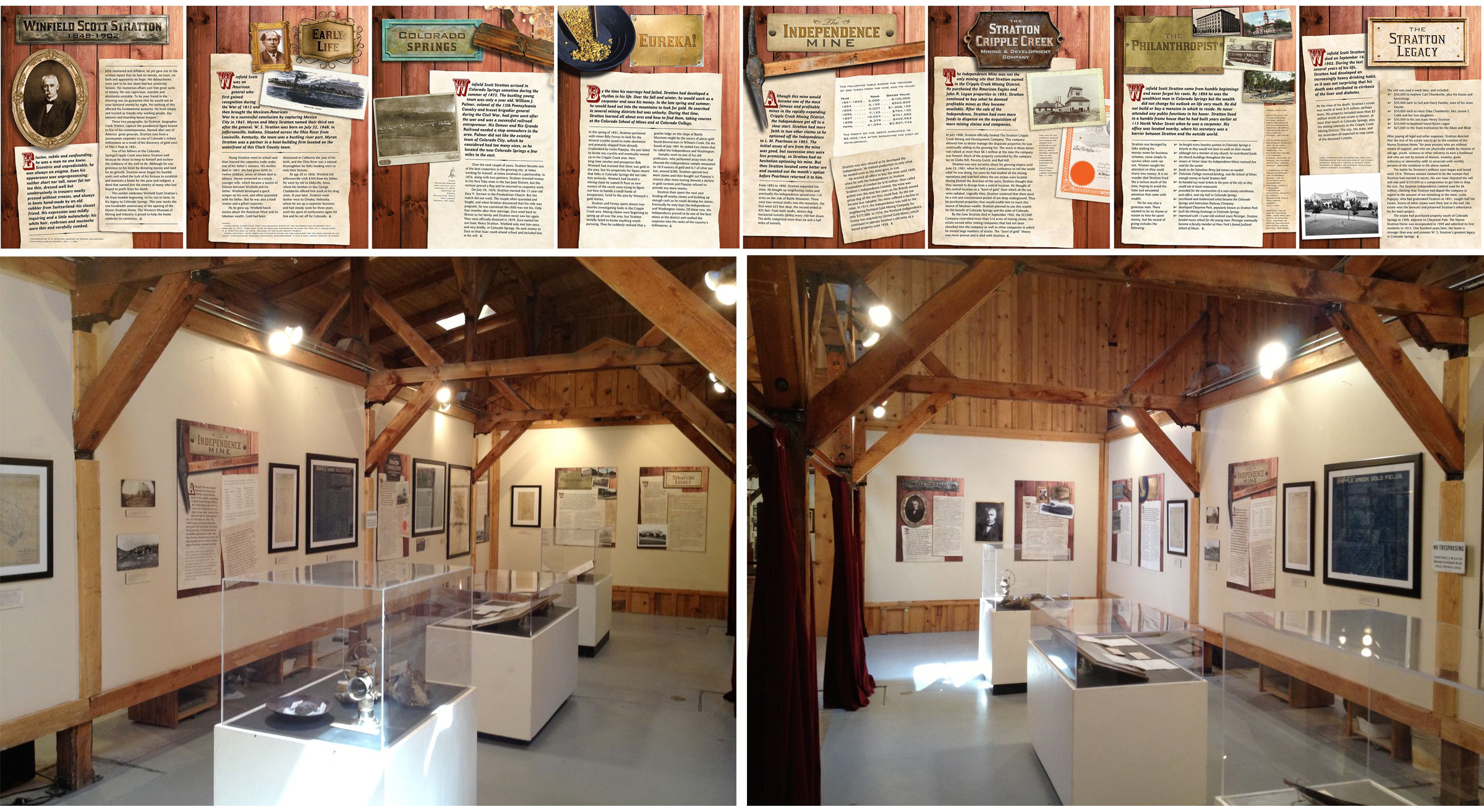 Western Museum of Mining and Industry exhibit panels for Winfield Scott Strattons Legacy